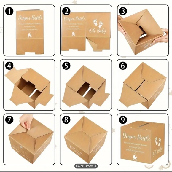 1pc Kraft Paper Footprint Shower Ballot Box Set Diaper Raffle Baby Shower - Picture 5 of 5